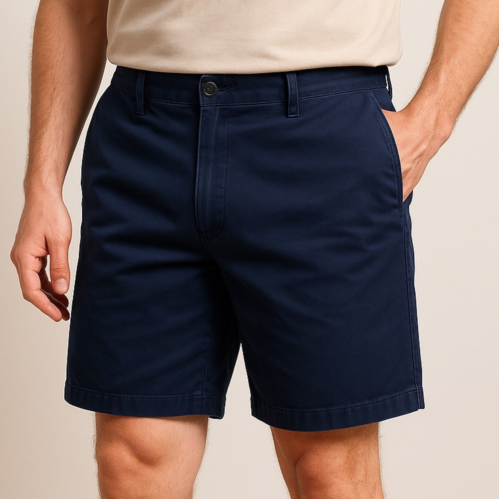 Chaps Men’s Navy Blue Flat Front Shorts Size 38 Cotton Spandex Blend